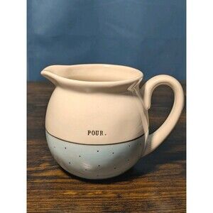 Rae Dunn Artisan Collection Blue White Polka Dot Ceramic Creamer Pitcher Pottery